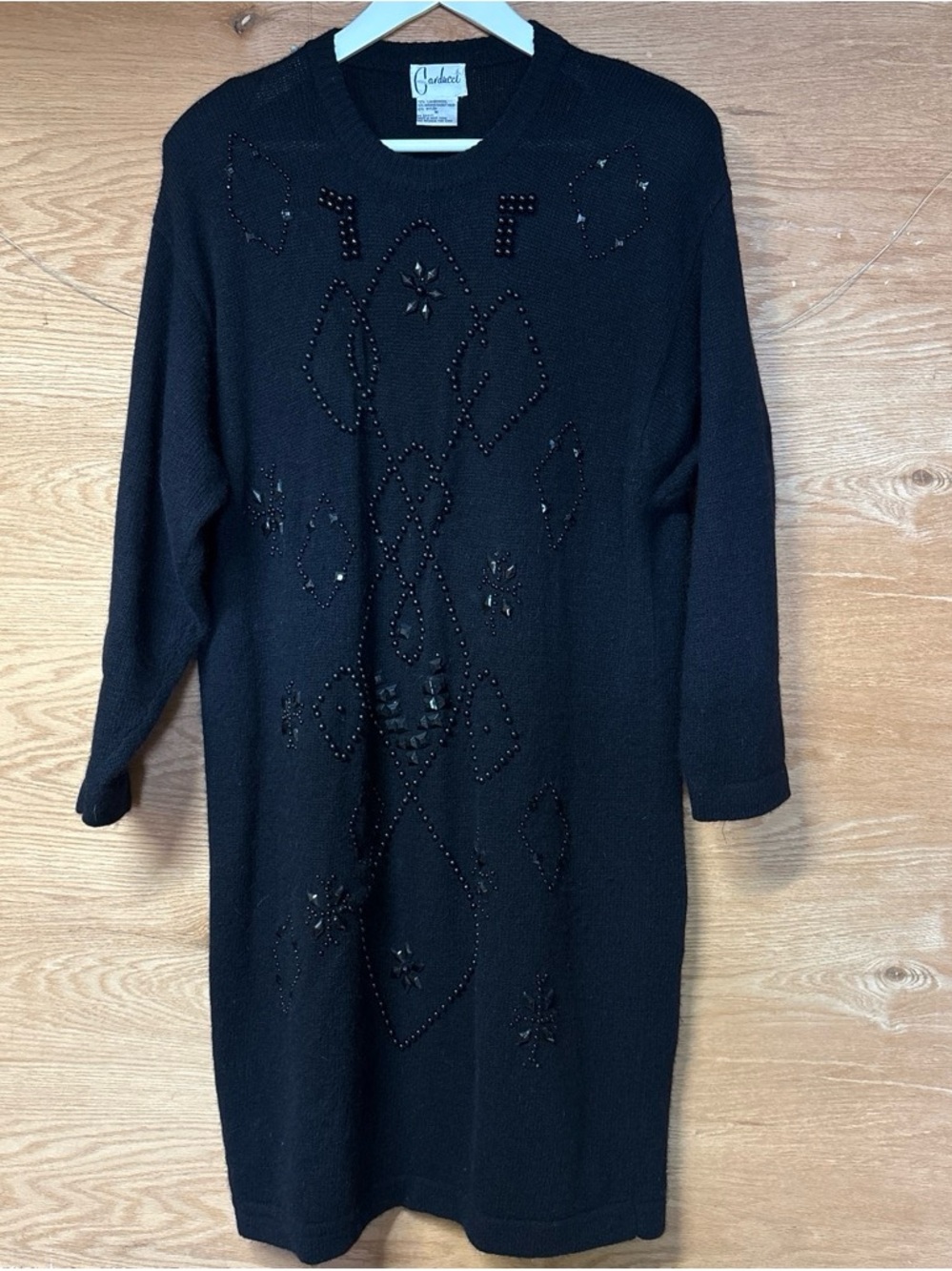 Carducci Vintage Black Embellished Knit Dress